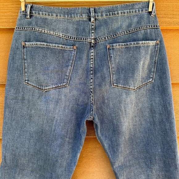 Free People Blue Denim Straight Cropped Boyfriend Style Jeans Size 30 - Picture 8 of 13